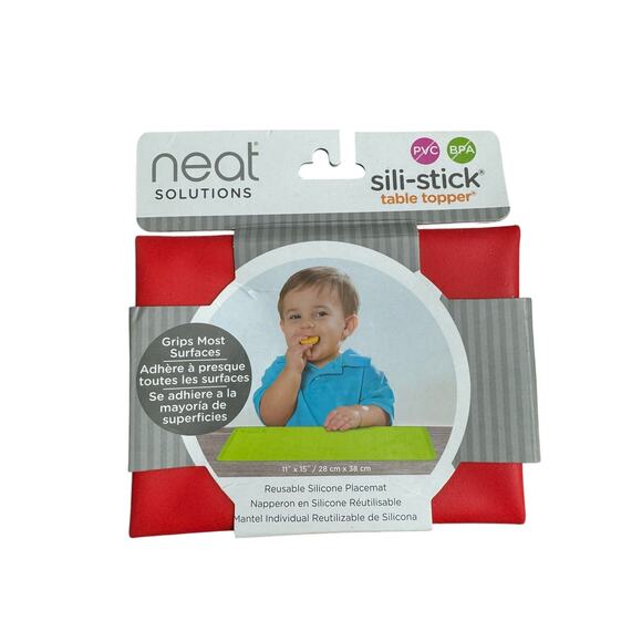 Neat Solutions Reusable Non-Slip Sili-Stick Child Kids Table Mat Topper- Red - Picture 1 of 2